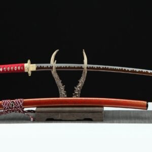 Alternative view of Katana Kyoto (Red Damascus Steel)