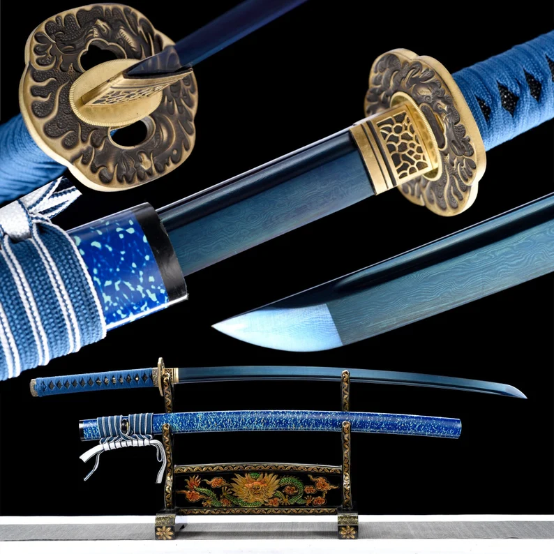 Katana Ashibetsu (Blue Damascus Steel)