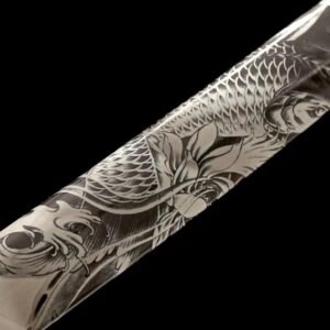 Alternative view of Katana Mutsu (1060 Carbon Steel Genuine Hamon)