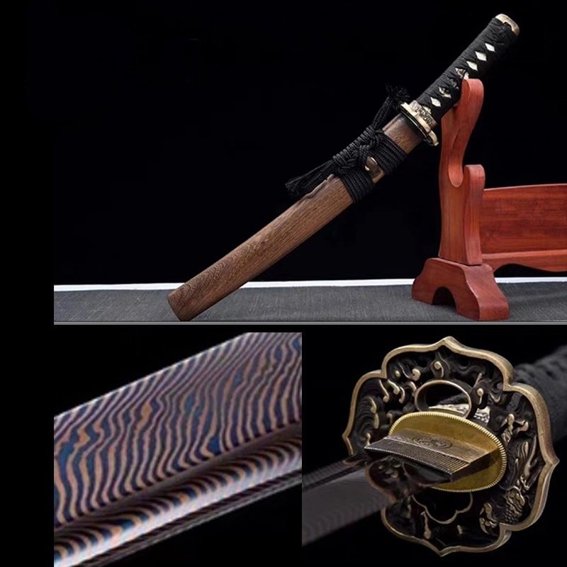 Tanto Kamogawa (Blue Damascus Steel with Special Pattern)